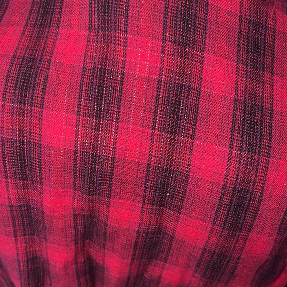Victoria secret sparkle top button up pj red plaid glitter black purple cute - Picture 4 of 5